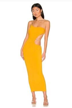 WeWoreWhat Tangerine Sunset Glam Snake Chain Cutout Maxi Dress NWT L